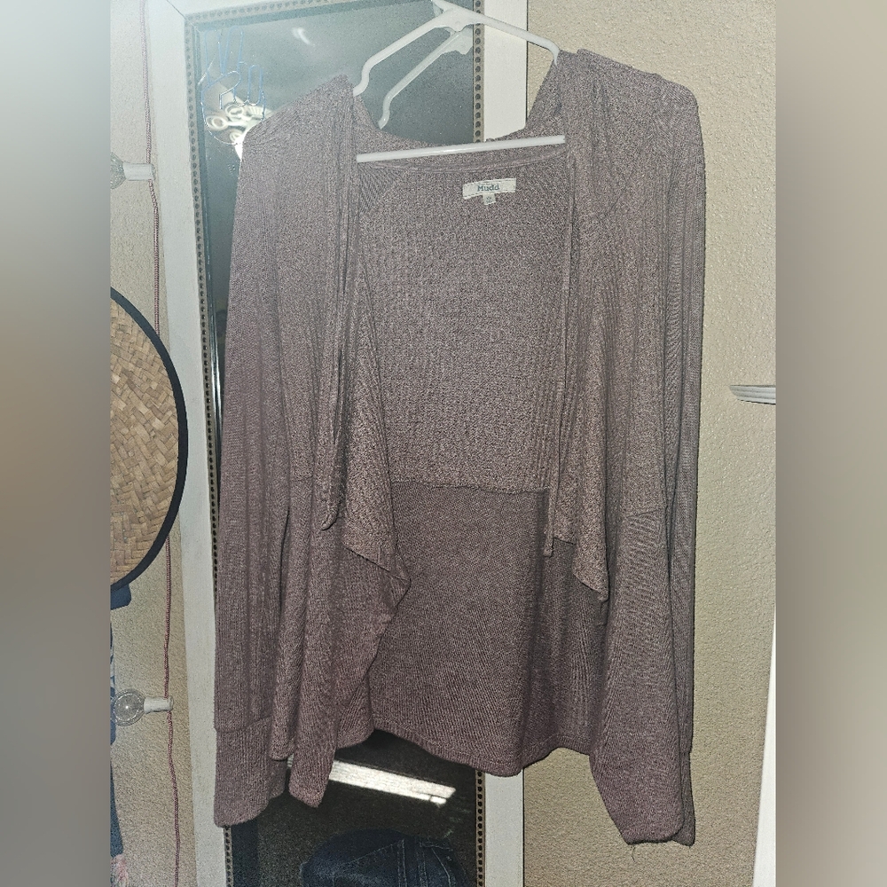 Mudd Mauve Color Open Front Cardigan